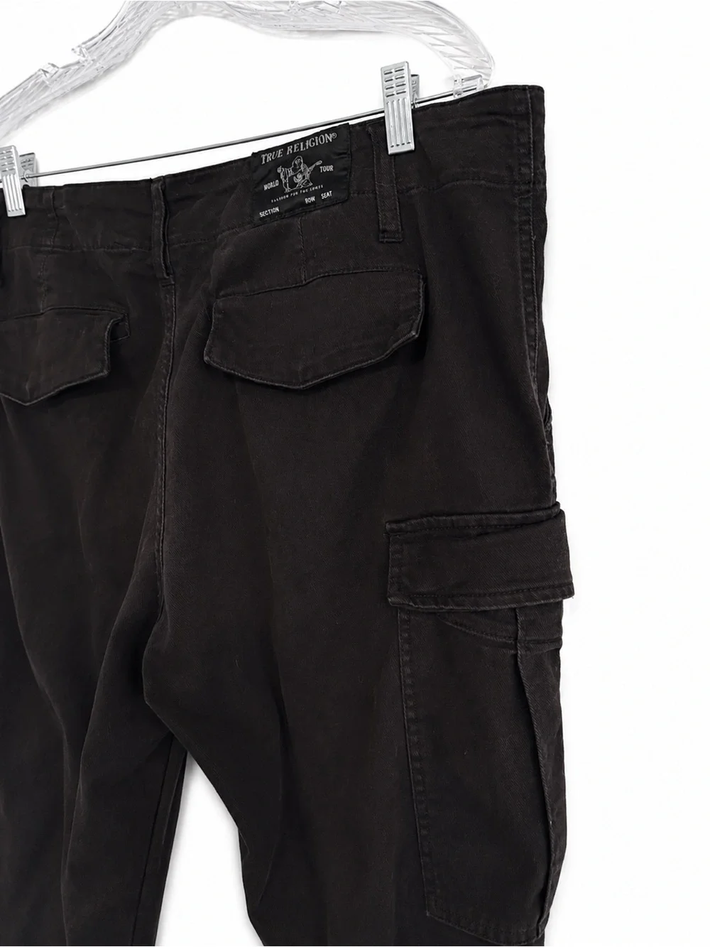 True Religion Cargo Pants Black Mens Utility Size 42